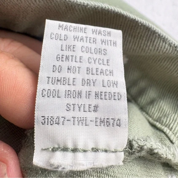 Cali 1850 Olive Green Floral Embroidered Jean Trucker Jacket Cropped Daisies L - Picture 9 of 10